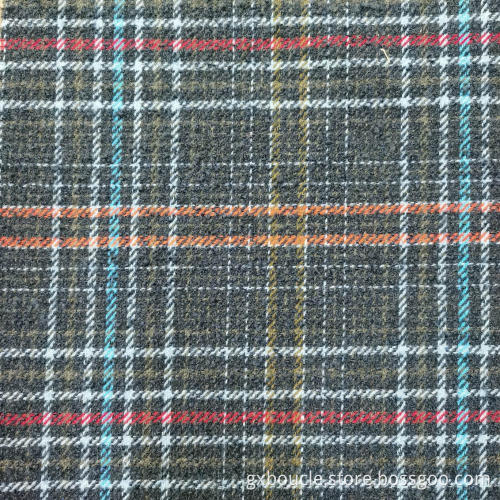 Woolen Boucle checked with loops yarn fabrics